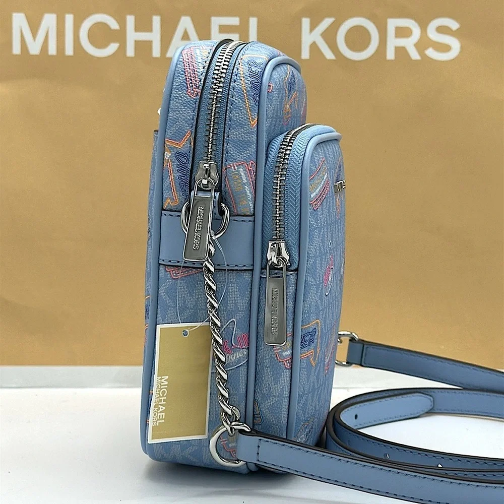 MICHAEL KORS Jet Set Medium Printed Signature Logo Crossbody NS CHAIN XBODY Bag